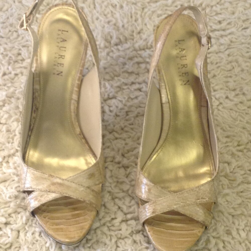 Lauren Ralph Lauren 8 Croc Print Leather 4" heels Sexy Disco Fantasy Girlhood